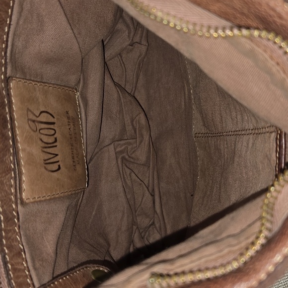 Civico93 Brown Leather Woven Crossbody Shoulder Bag Purse - Picture 13 of 14